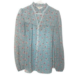 Boden baby blue neon floral blouse w tank 4